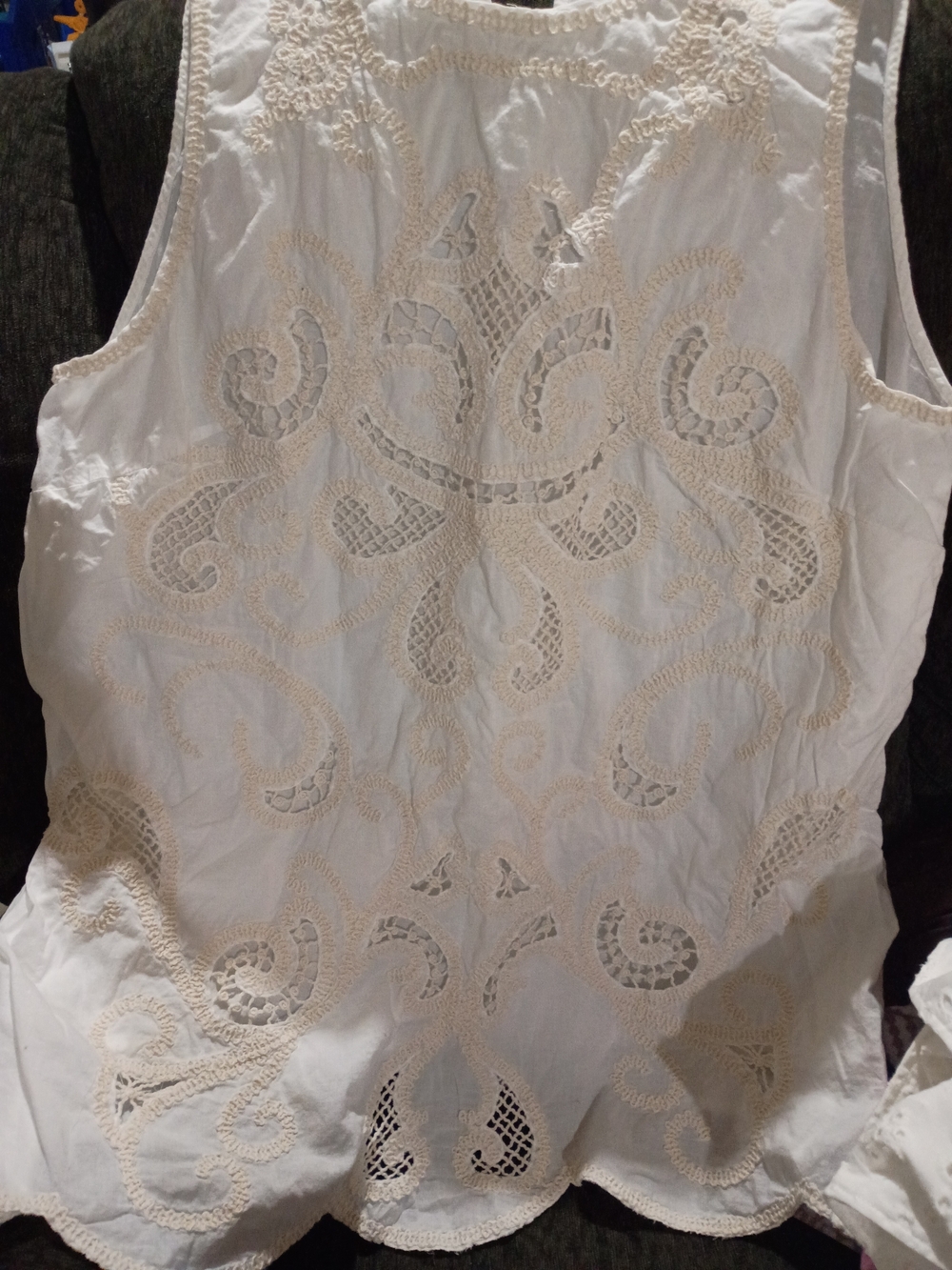 H&M White Mini Dress with Cream Embroidery